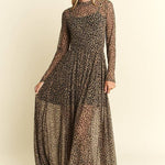 Animal Print Mesh Maxi Dress