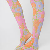 Retro Tights | 1960s Pink & Green Flower Power