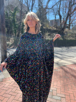 1970s Glam Sequin Caftan Dress