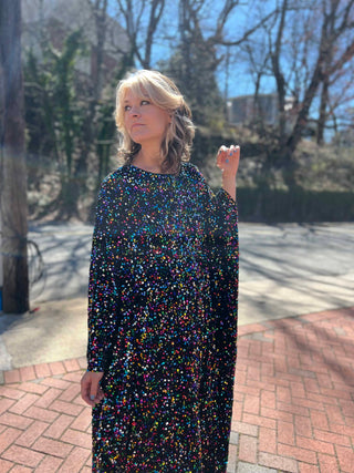1970s Glam Sequin Caftan Dress