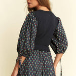 Floral Print Midi Dress - Olive/Navy