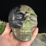 Rare Green & Red Uv Reactive Volcanic Agate Skull