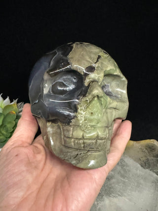 Rare Green & Red Uv Reactive Volcanic Agate Skull