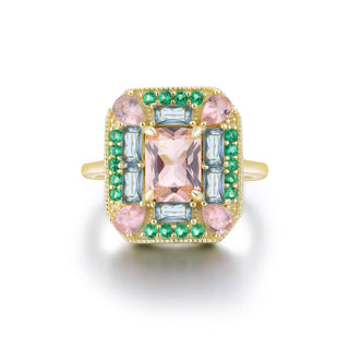 Emerald Morganite Mosaic Cocktail Ring