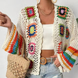 Bohemian Rainbow Crochet Cardigan