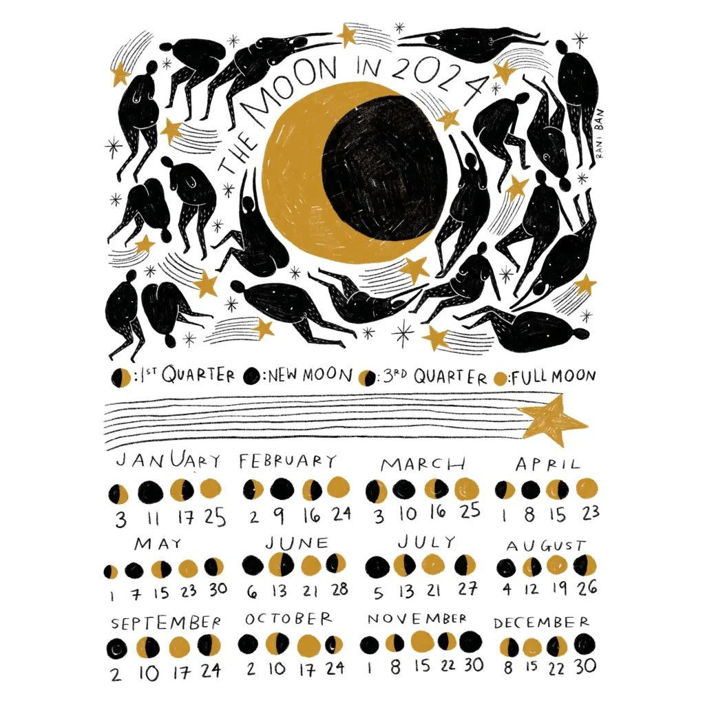 2024 Classic Moon Phase Calendar - The Boho Depot