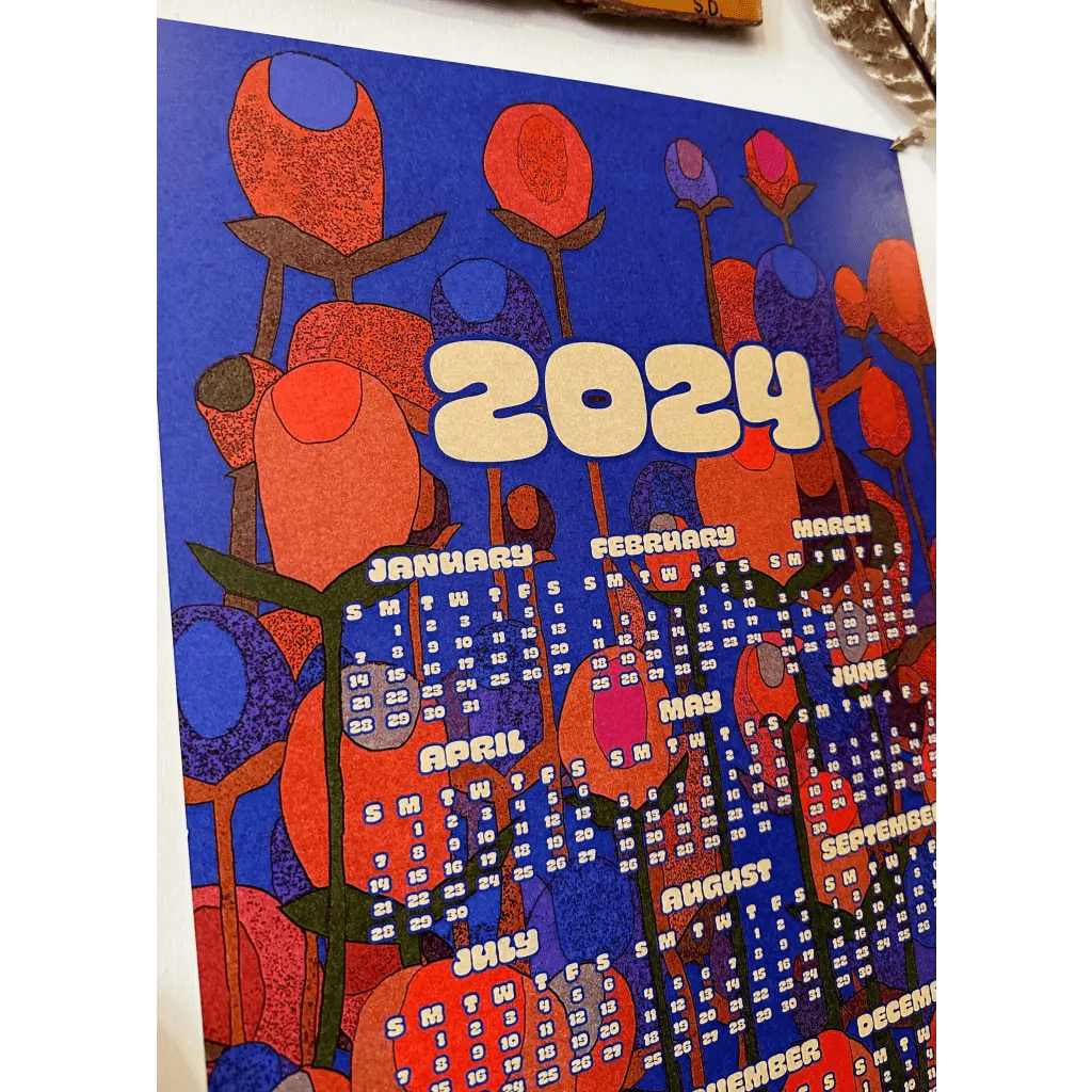 2024 wall calendar - 13 x 19 poster - Moody Blue - The Boho Depot