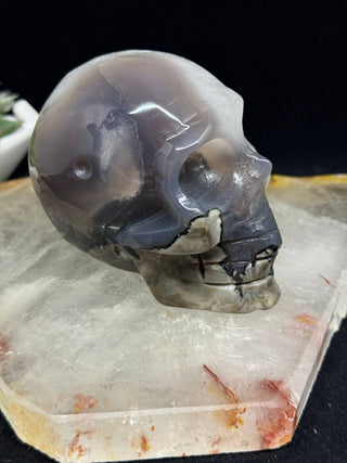 UV Reactive Volcanic Agate Crystal Skull