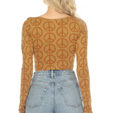 Peace Symbol Long Sleeve Crop Top