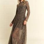 Animal Print Mesh Maxi Dress