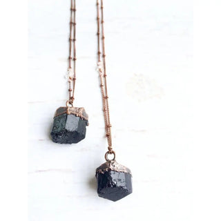 Raw Black Tourmaline Crystal Necklace 24’’