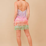 Mini Disco Dress - Sequin Metallic Fringe