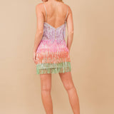 Mini Disco Dress - Sequin Metallic Fringe