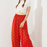High Waist Floral Print Wide Leg Paperbag Pants