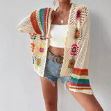 Bohemian Rainbow Crochet Cardigan
