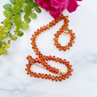 Carnelian 8mm Hand Knotted Beaded Necklace