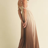 Ombre Pleated Maxi Dress