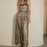 Metallic Corset Maxi Dress