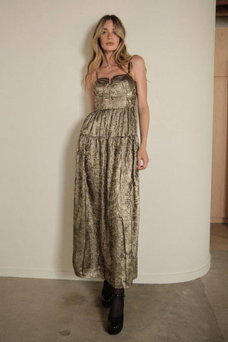 Metallic Corset Maxi Dress