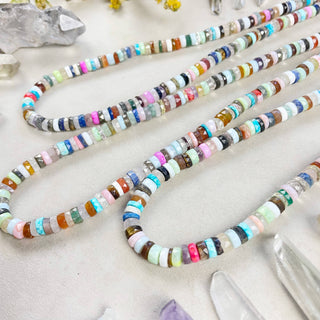 Chunky Multi Gemstone Heishi Beaded Necklace