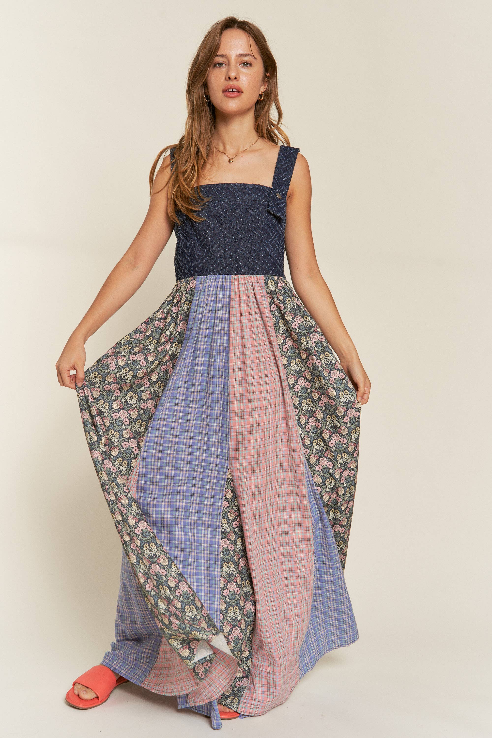 Plus Size Dress Vintage Suspender Maxi
