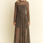 Animal Print Mesh Maxi Dress