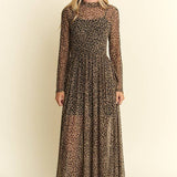 Animal Print Mesh Maxi Dress