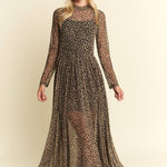 Animal Print Mesh Maxi Dress