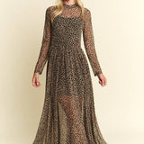 Animal Print Mesh Maxi Dress