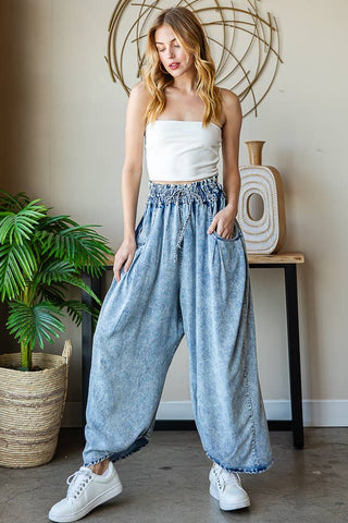 Washed Tencel Baggy Jogger Pants