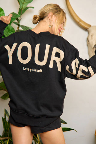 Printed Oversized Sweatshirt - Be Yourself