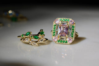 Emerald Morganite Mosaic Cocktail Ring