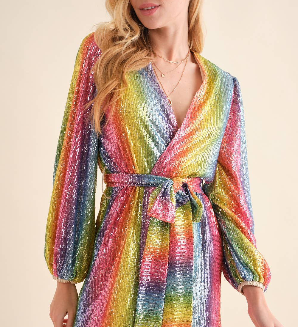 Disco Rainbow Wrap Dress
