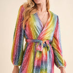 Disco Rainbow Wrap Dress