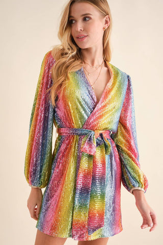 Disco Rainbow Wrap Dress