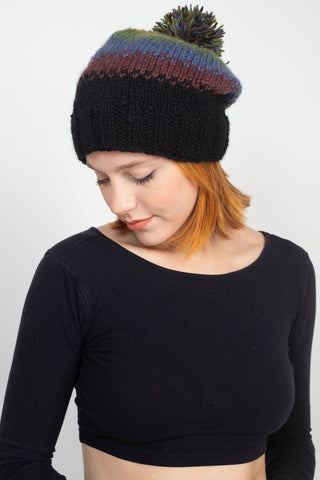 Handmade Wool Knit Pompom Beanie