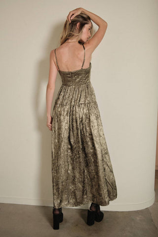 Metallic Corset Maxi Dress