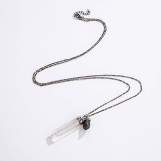 Crystal Necklace: Quartz + Black Tourmaline 20"