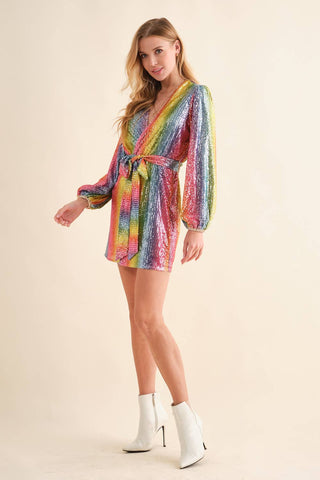 Disco Rainbow Wrap Dress