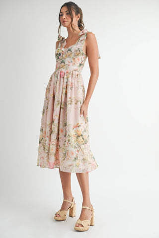 Floral Printed Party Midi Dress