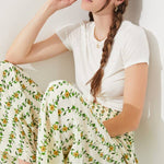 High Waist Floral Print Wide Leg Paperbag Pants