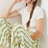 High Waist Floral Print Wide Leg Paperbag Pants