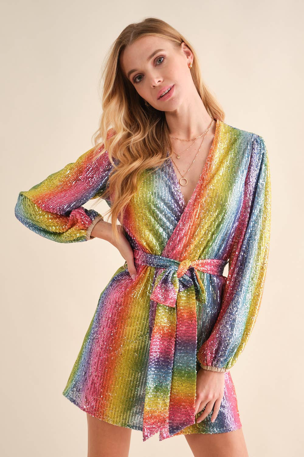 Disco Rainbow Wrap Dress