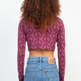 Peace Symbol Long Sleeve Crop Top