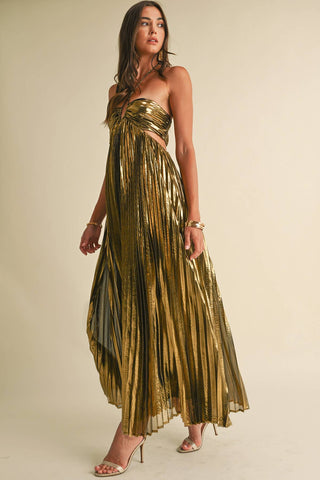 Metallic Gold Maxi Dress