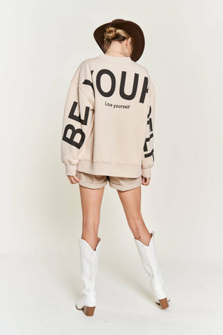 Printed Oversized Sweatshirt - Be Yourself