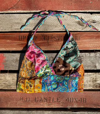 Recycled Patchwork Silk Bralette