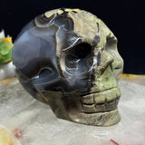 Rare Green & Red Uv Reactive Volcanic Agate Skull