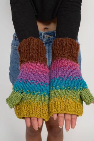 Handmade Wool Knit Arm Warmer Gloves