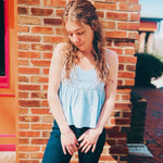 light blue cotton v-neck babydoll cami top